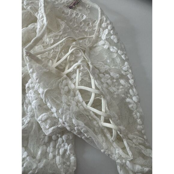 Free People Intimately Top Women Small White Lace Long Sleeve Bodycon Coquette - Picture 7 of 9